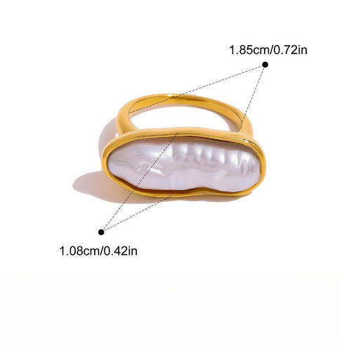 18K Gold Pearl Titanium Steel Ring
