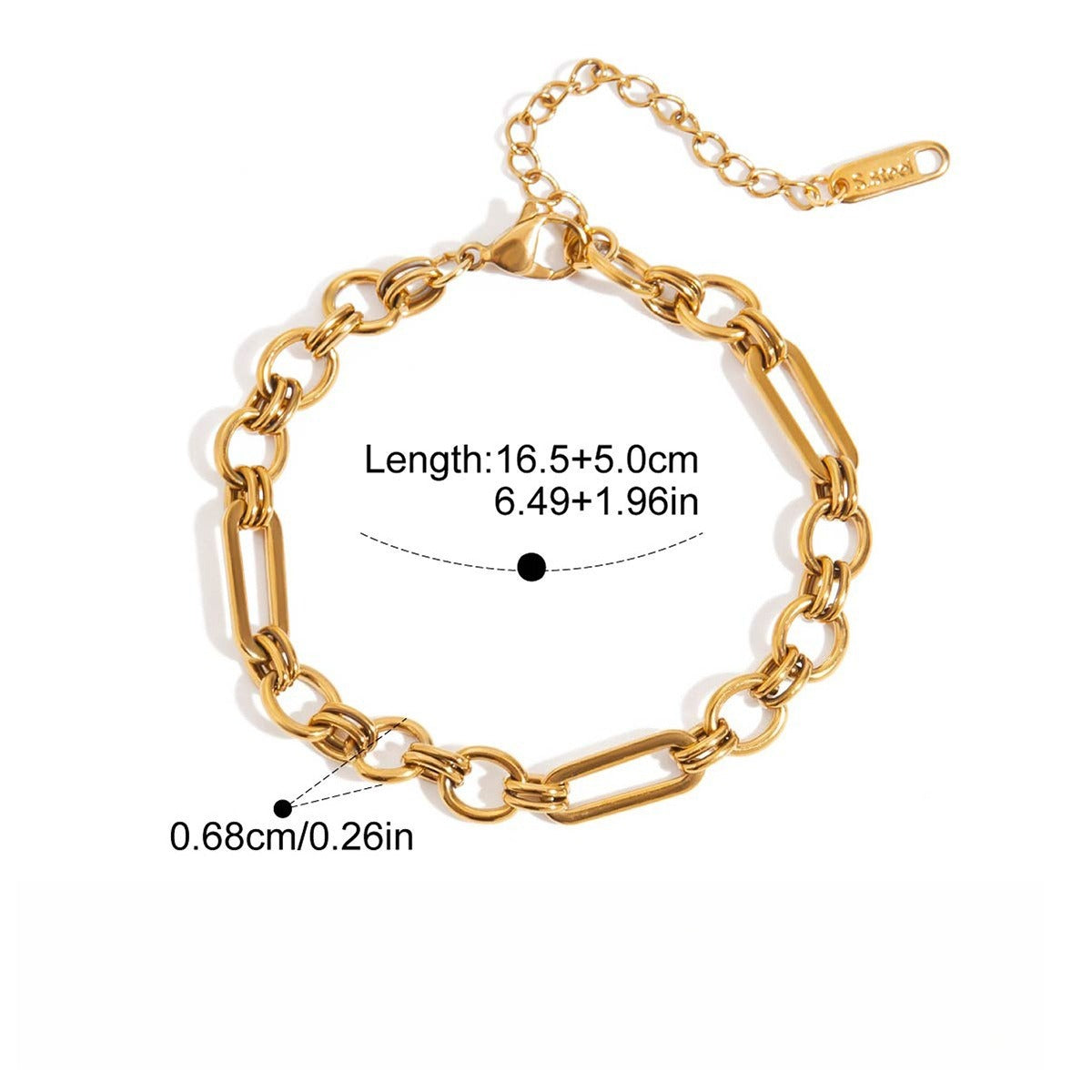18K gold-plated titanium steel bracelet with rhinestones