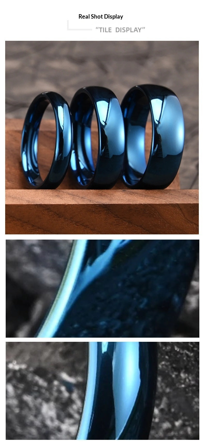 Blue-plated Curved Full-coat Tungsten Steel Ring