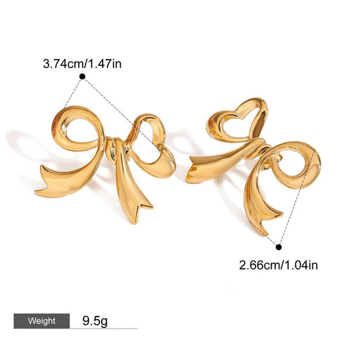 18k gold bow design exquisite and noble earrings