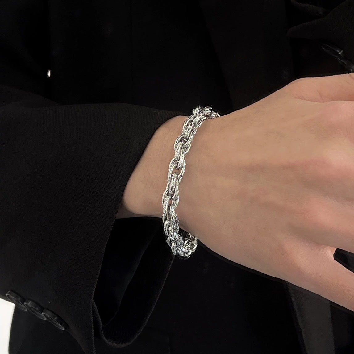 New Arrival European American Braided Twist Titanium Steel Bracelet For Men, Ins Popular Brand Premium Texture Hip Hop Niche Design Couple Matching Hand Jewelry