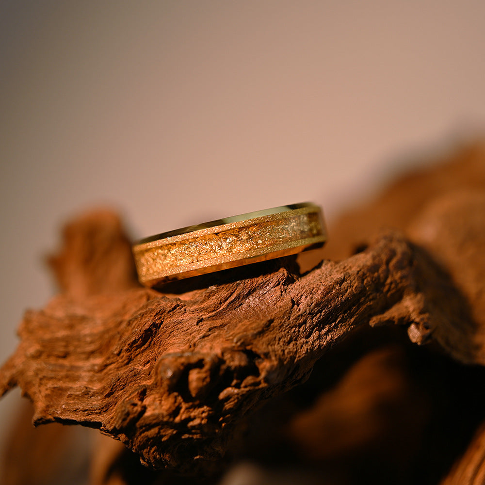 6mm Wide Tungsten Steel Gold Sandblasted New-style Ring