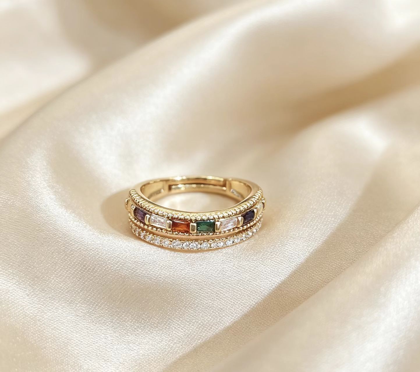 Elegant Gold-plated Double-layer Ring
