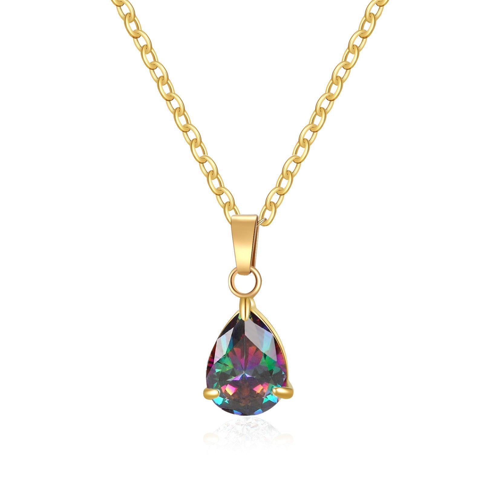 3A Water Drop Zircon Small Pendant Solitaire Pear-Shaped Zircon Womens Clavicle Chain