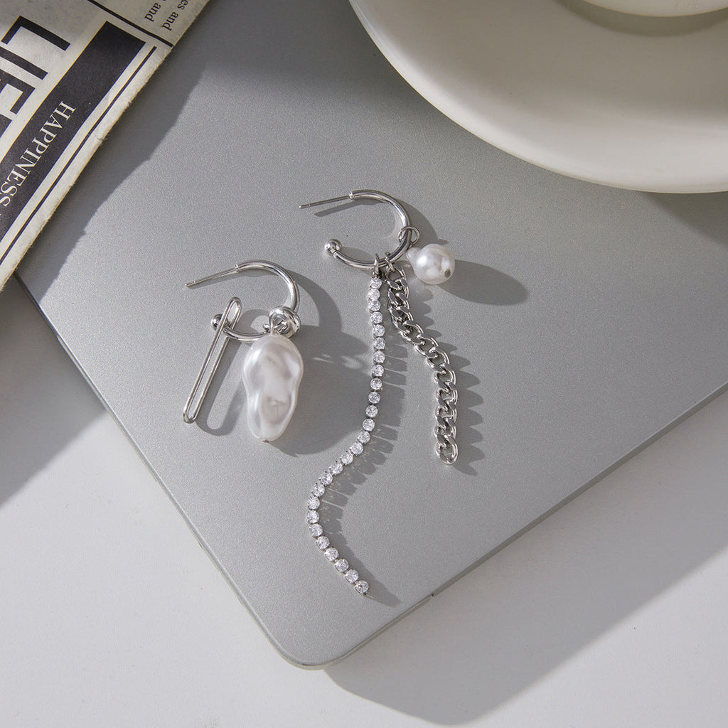Pearl Tassel Stainless Steel Earrings