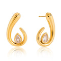18K gold teardrop-shaped cubic zirconia stud earrings