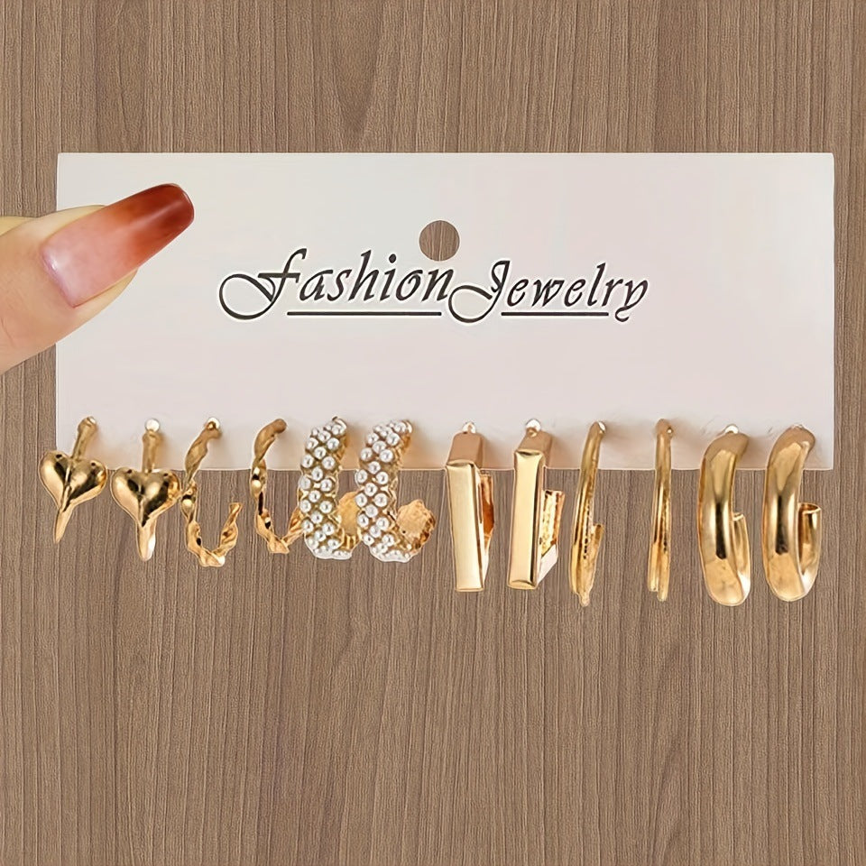 Metal Square Geometry Women's Earrings Suit