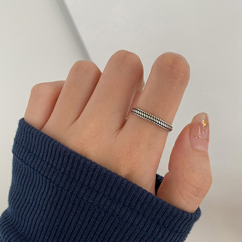 925 Sterling Silver Twisted Chain Open Ring