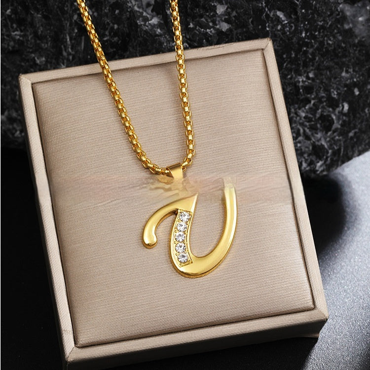 26 Diamond-Encrusted English Alphabet Necklaces