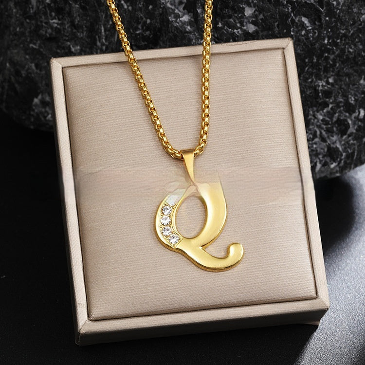 26 Diamond-Encrusted English Alphabet Necklaces
