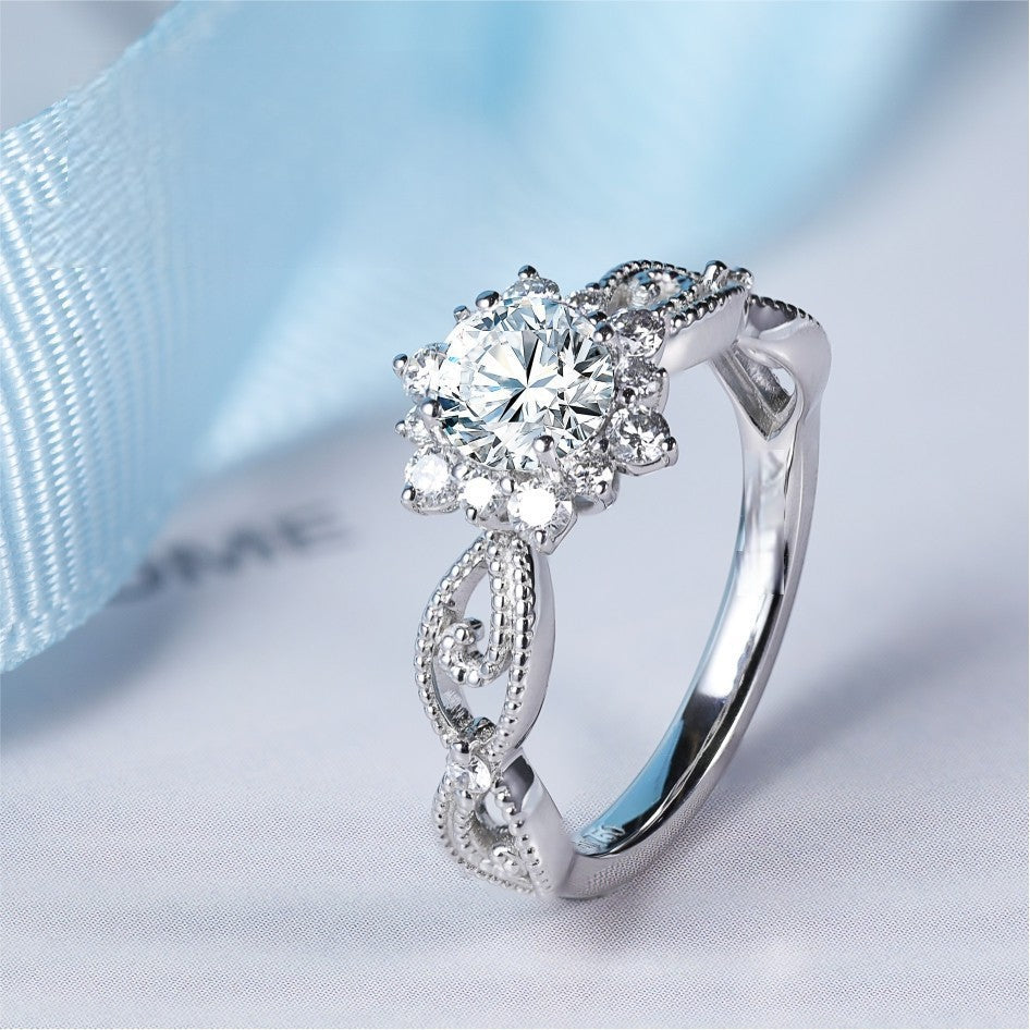 Womens Copper Ring With Round Zircon Inlay
