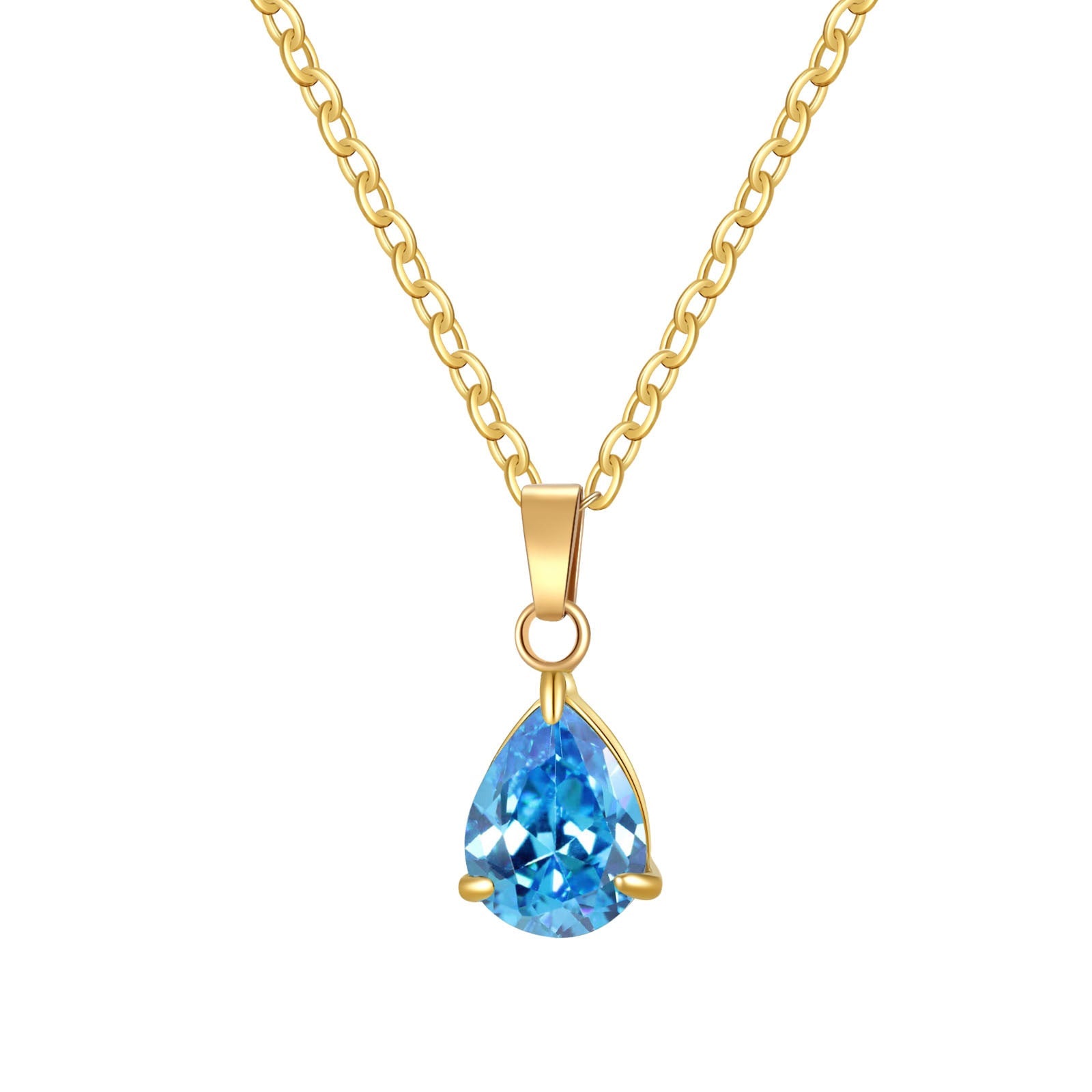 3A Water Drop Zircon Small Pendant Solitaire Pear-Shaped Zircon Womens Clavicle Chain