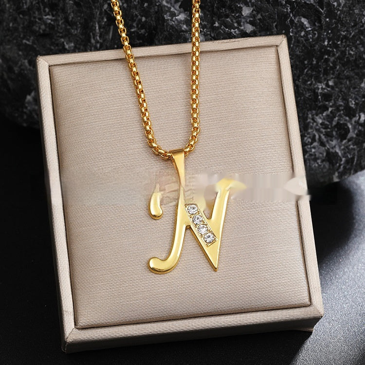 26 Diamond-Encrusted English Alphabet Necklaces