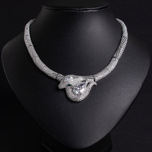 18K Gold "Petite Luxury" Snake-and-Bamboo-Knot Zircon Necklace