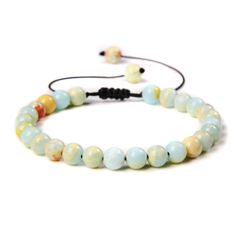 6mm Natural Stone Beads Womens Bracelet Yoga Energy Sports