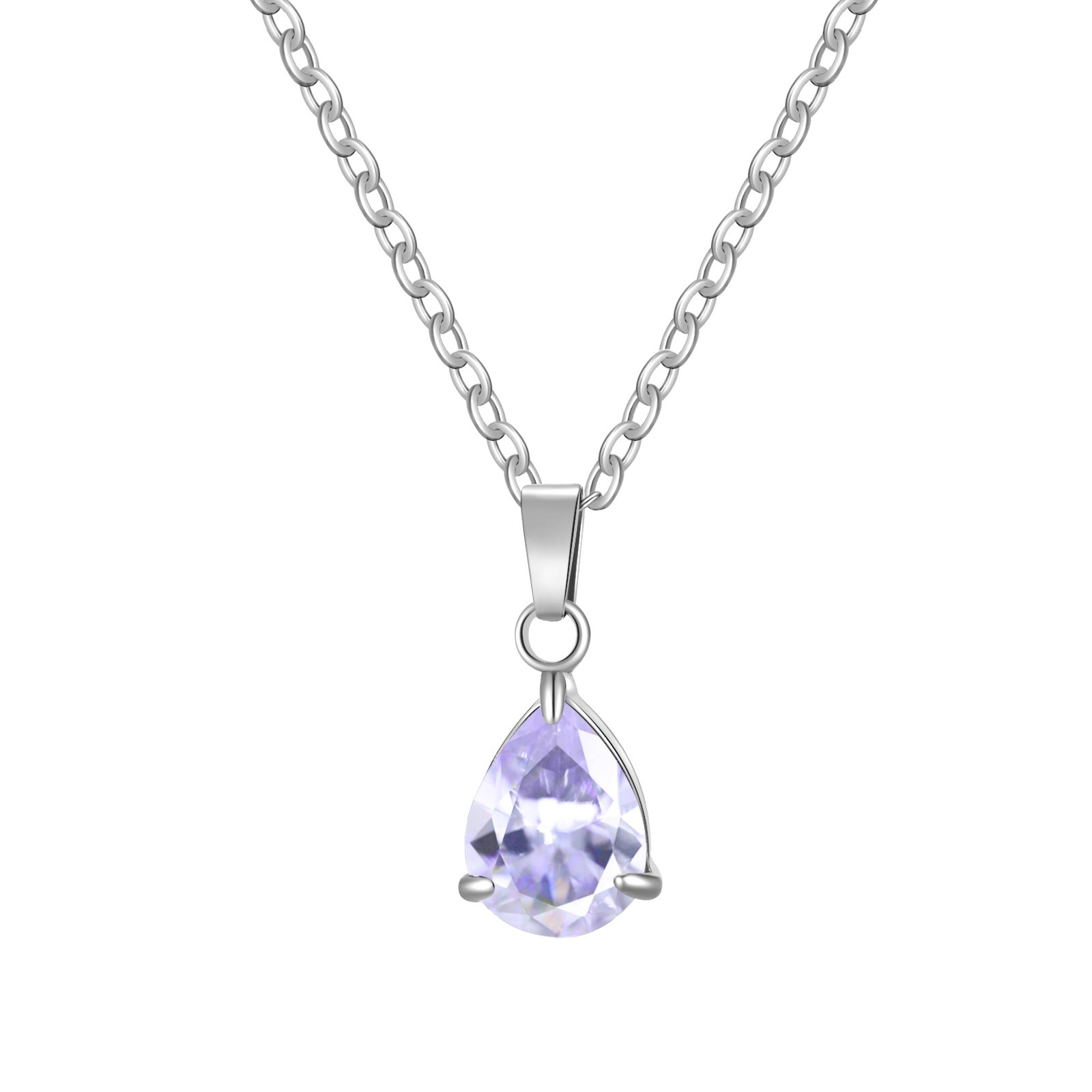 3A Water Drop Zircon Small Pendant Solitaire Pear-Shaped Zircon Womens Clavicle Chain