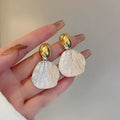 Irregular Shell Texture Metal Earrings, Luxury Exaggerated Niche Studs, New 2026 Elegant Jewelry