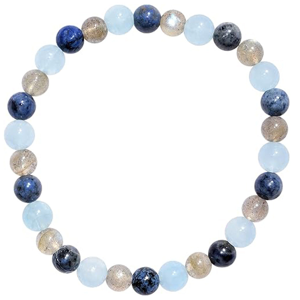 6mm Mixed-Color Stone Bead Elastic Bracelet For Women