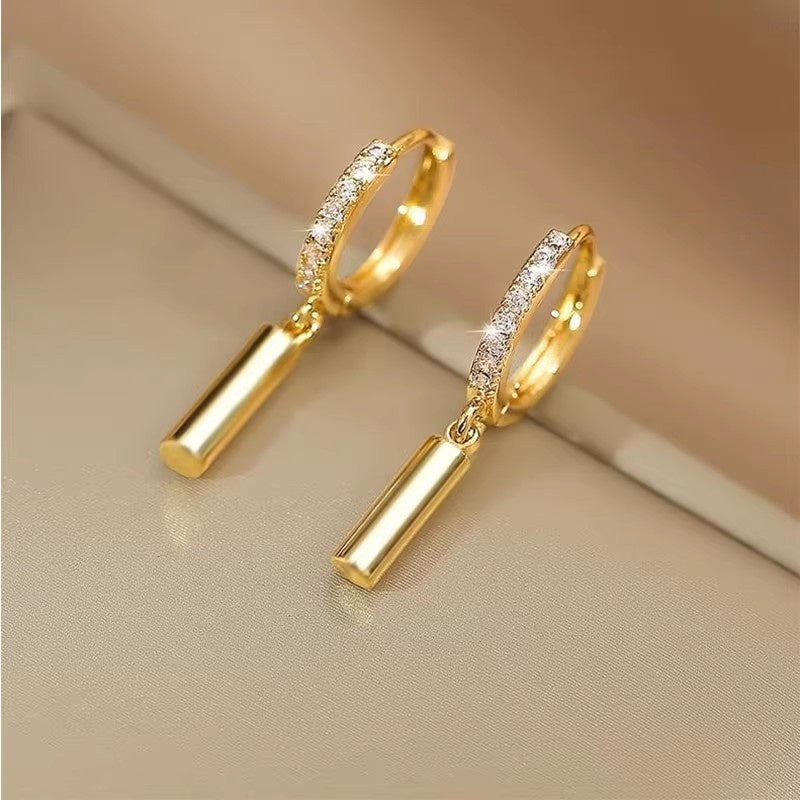 Cylindrical Geometric Niche Light-luxury Ear Clips