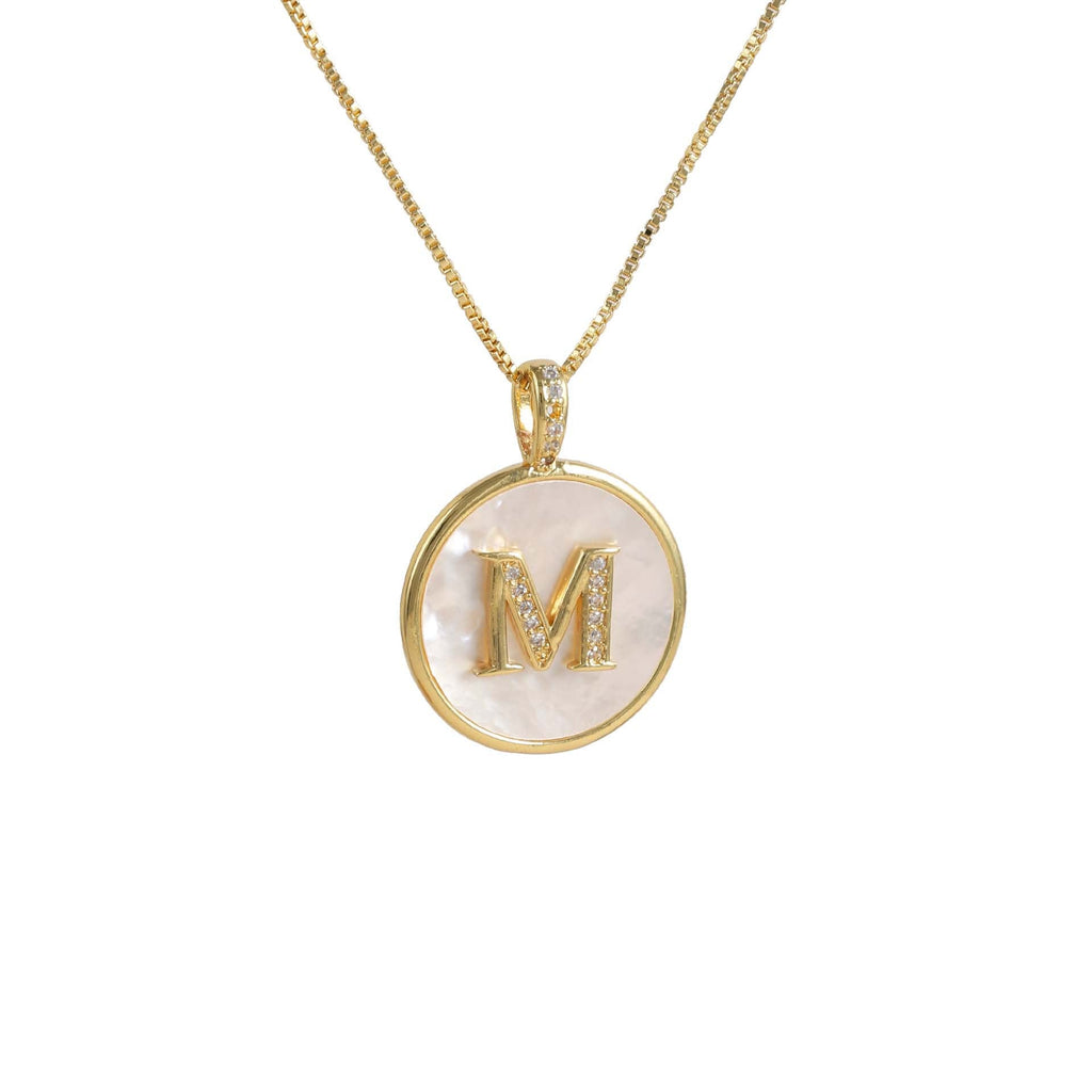 Gold Shell Initial Pendant Charm Collection