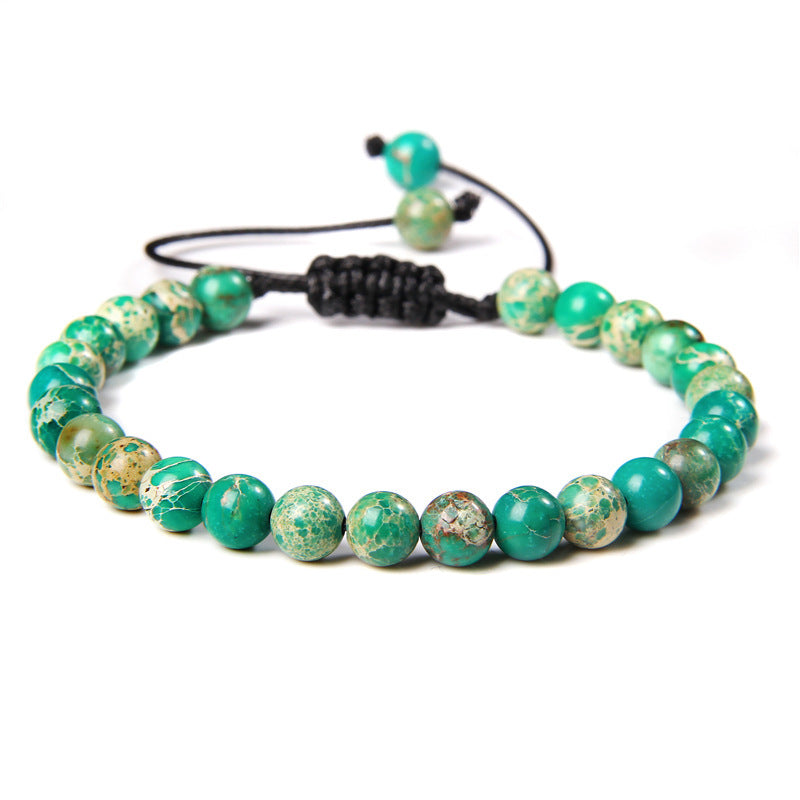 6mm Natural Stone Beads Womens Bracelet Yoga Energy Sports