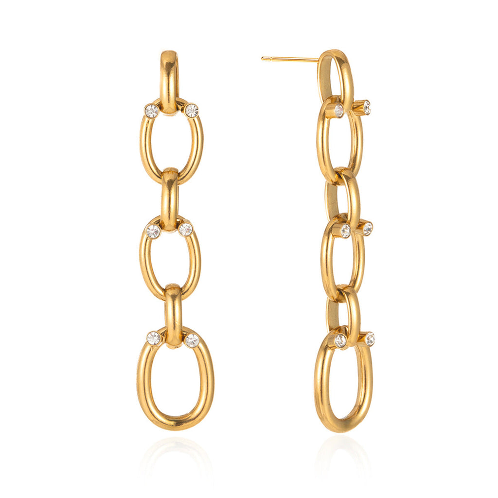 Rhinestone Chain Tassel Earrings