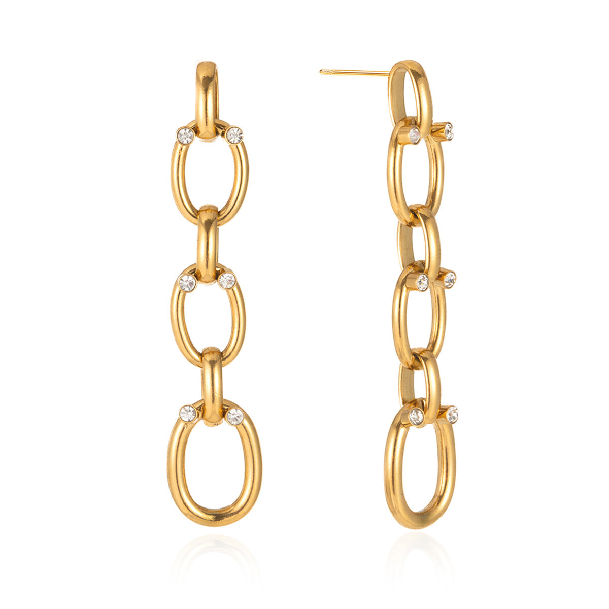 Rhinestone Chain Tassel Earrings