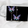 New Korean-style Retro Asymmetric Butterfly Earrings Long Style