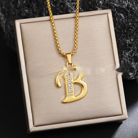 26 Diamond-Encrusted English Alphabet Necklaces