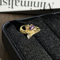 Niche Trendy Women Open Ring With Geometric Micro Paved Craft, Retro Ins Cold Wind Stylish Design, All-match Fashion Adjustable Finger Accessories