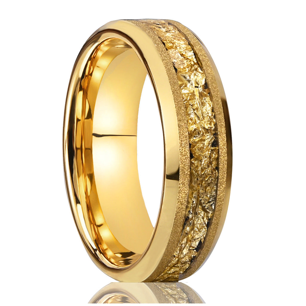 6mm Wide Tungsten Steel Gold Sandblasted New-style Ring