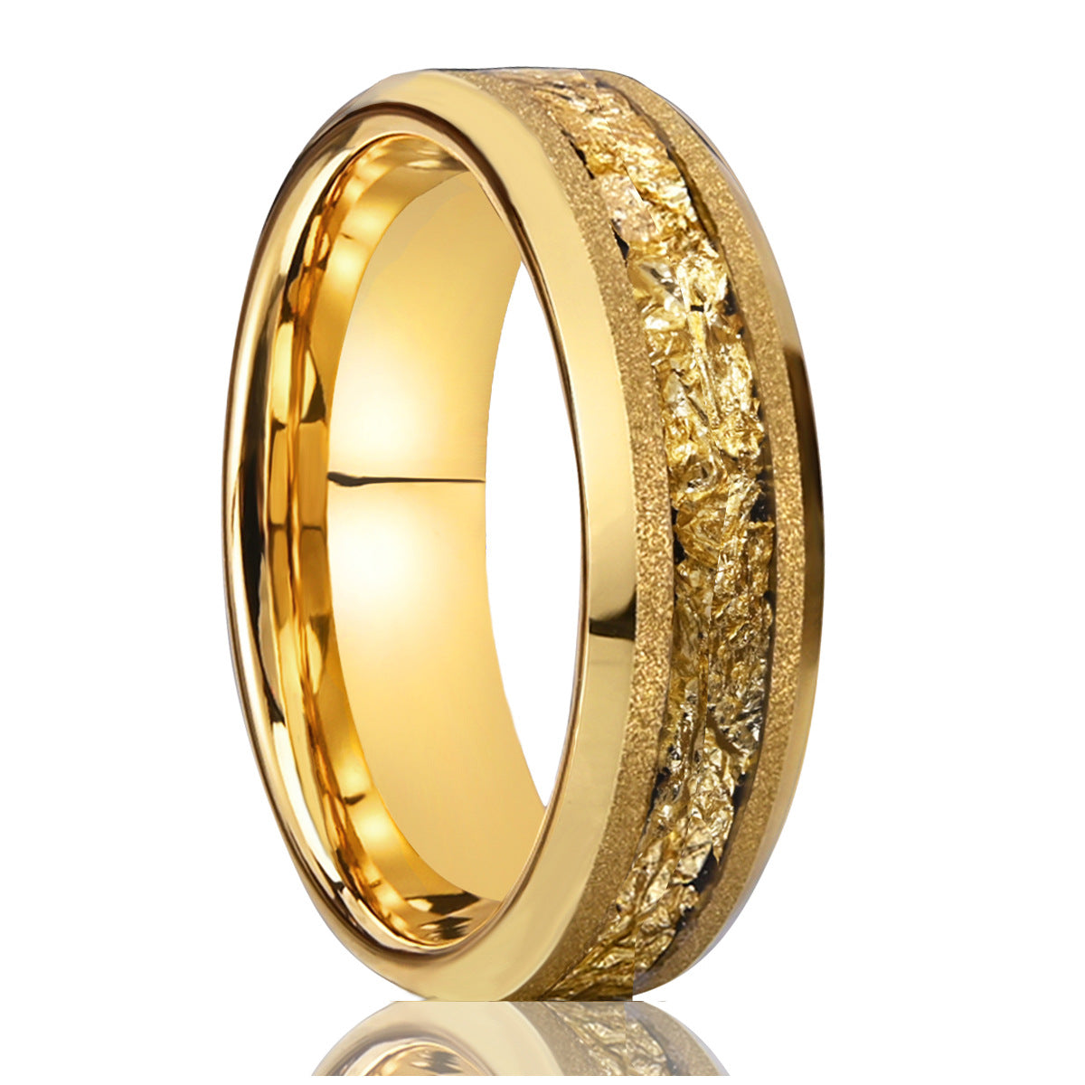 6mm Wide Tungsten Steel Gold Sandblasted New-style Ring
