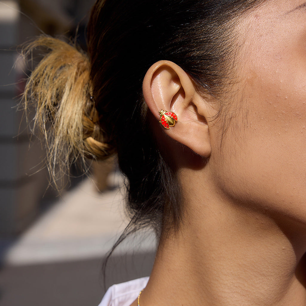 Ladybug Stainless Steel Ear Cuff Earrings