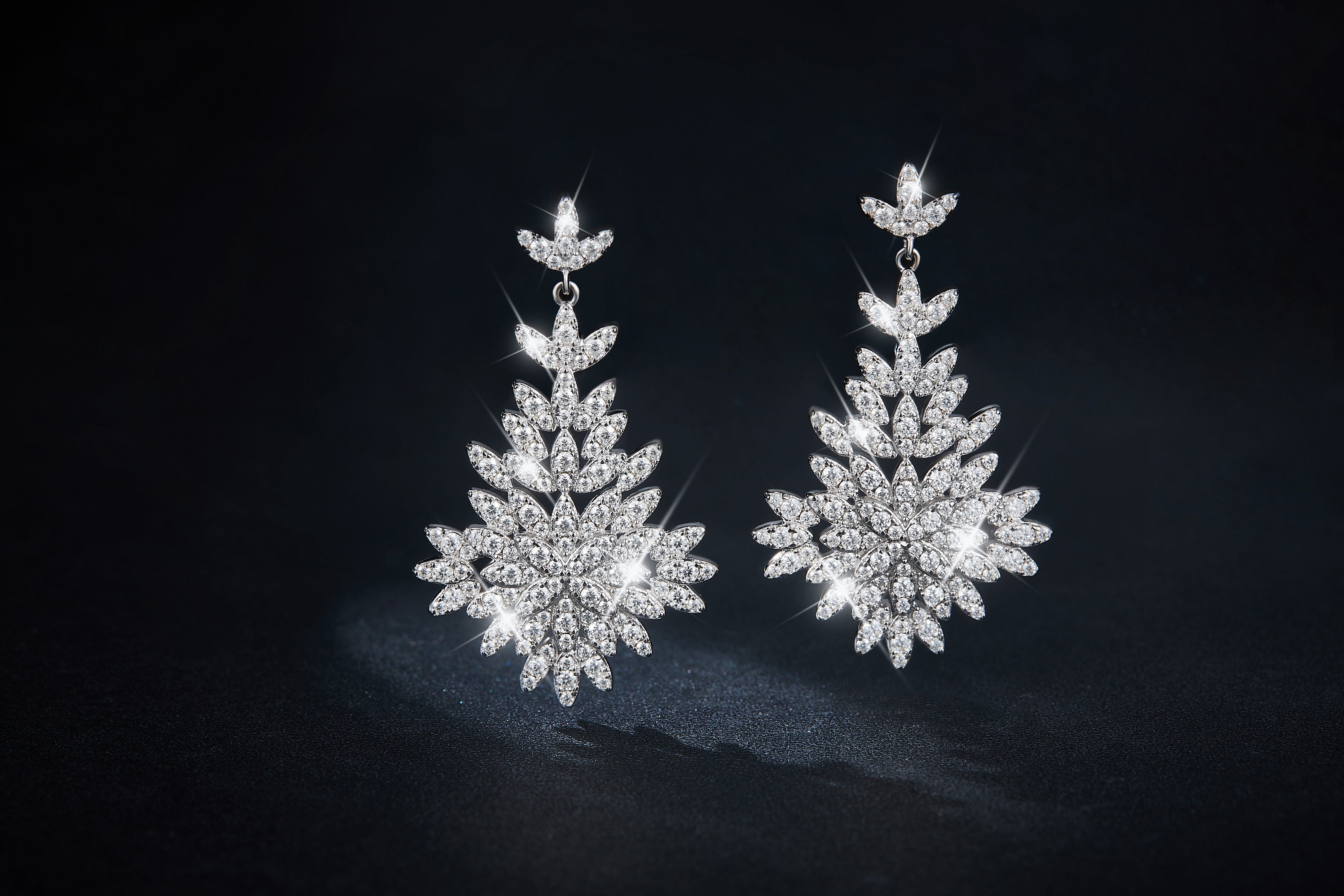 S925 Sterling Silver Platinum Plated Moissanite Long Dangle Earrings  Cluster Leaf Design With GRA Certificate Luxury Jewelry Gift Box Set For Women