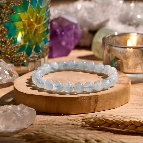 8mm Natural Stone Bead Bracelet White Turquoise