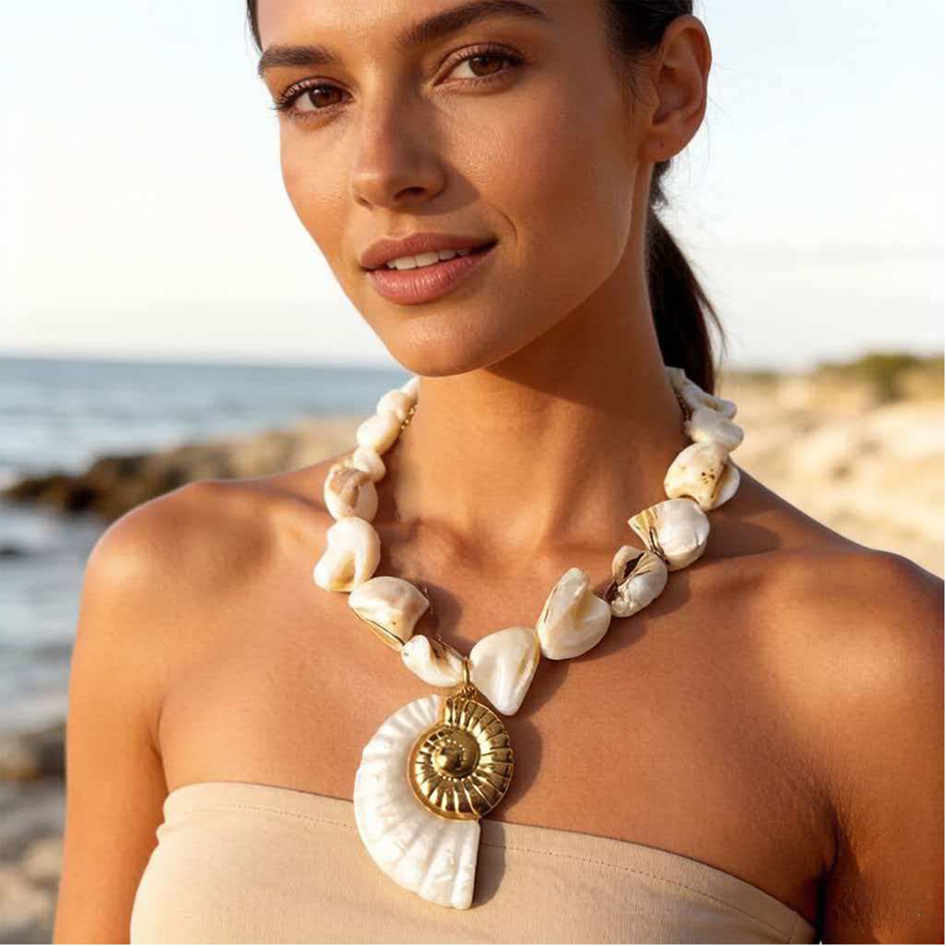 Stainless Steel Ocean-inspired Pendant Necklace