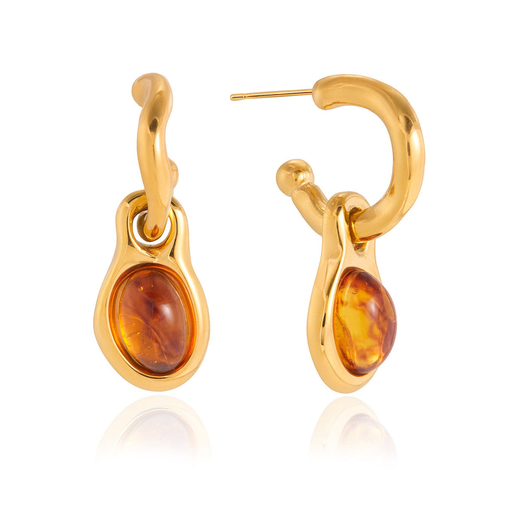 Amber Resin Geometric Drop Earrings