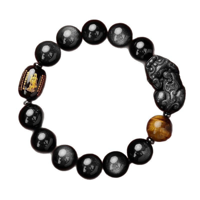 Natural Obsidian Wealth-Attracting Pi Xiu Bracelet