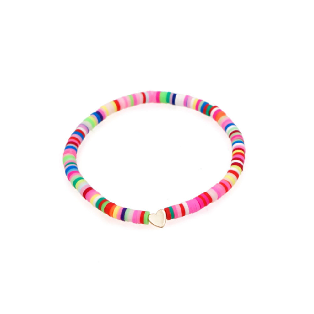 Stylish CCB Womens Heart-Shaped Colorful Beaded Bracelet
