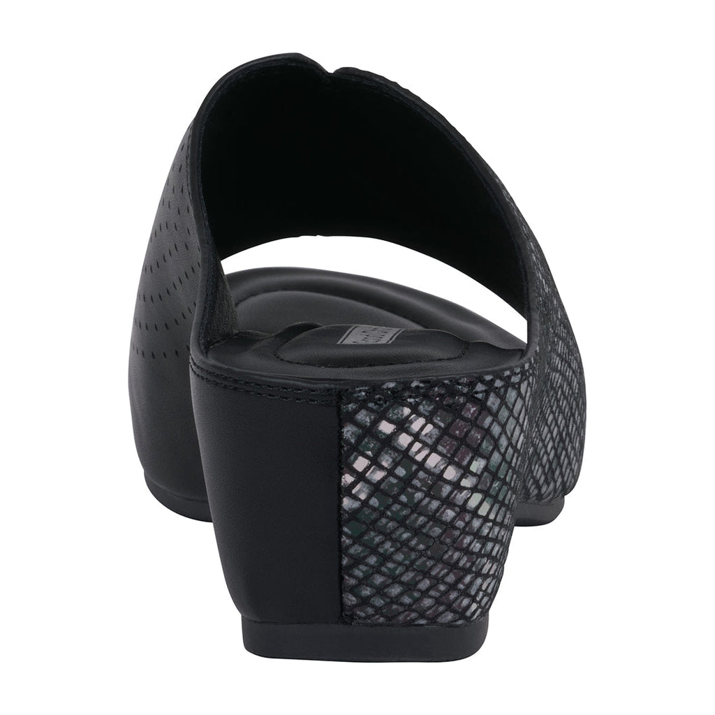 Women's Dacia Black Snake-Skin Wedge Sandals