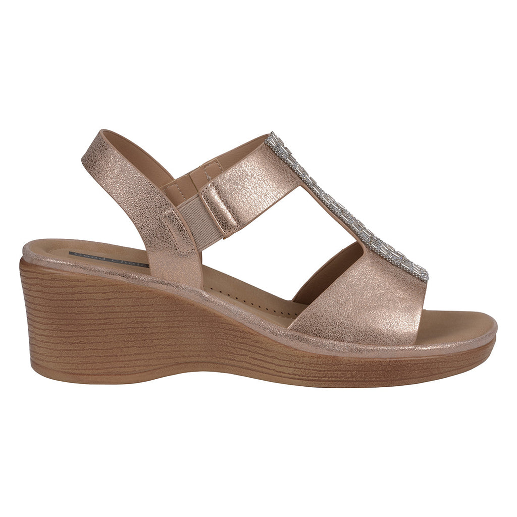 Women's Elissa Rose Gold Embellished Wedge Sandals