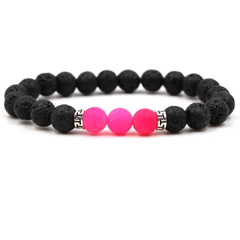 8MM Natural Stone Beaded Chain bracelets For Women Men Couple Lava Rock Healing Balance Beads Reiki Buddha Chakra Bangle Jewelry