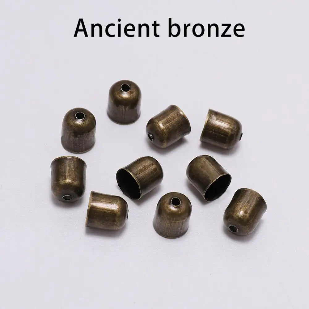 50-100pcs/lot Crimp End Caps Leather Cords End Tip Beads Caps Fit 4 -12mm Clasps For DIY Jewelry Making Findings Supplies