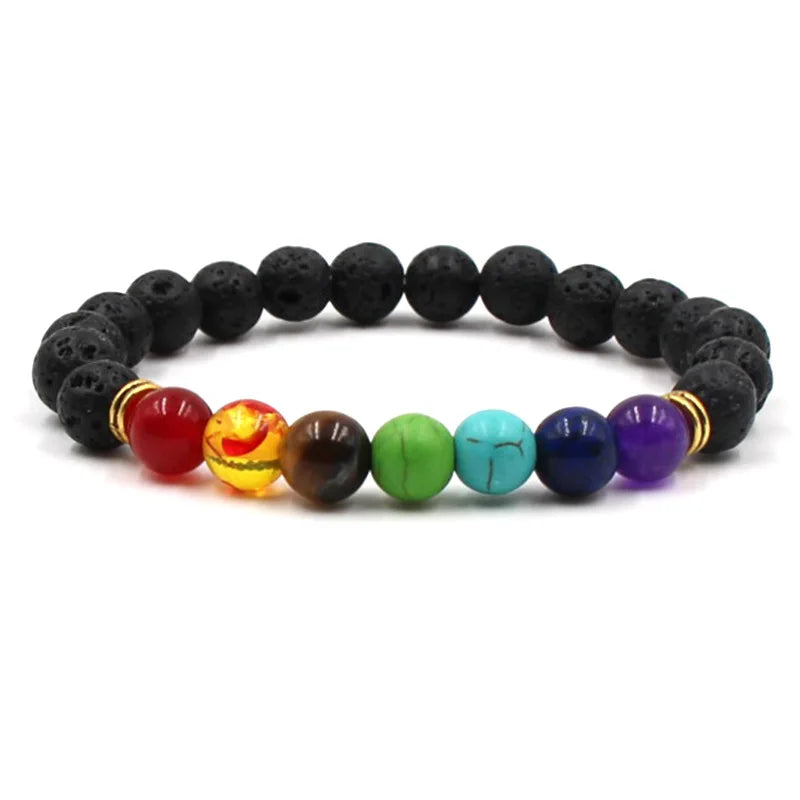 8MM Natural Stone Beaded Chain bracelets For Women Men Couple Lava Rock Healing Balance Beads Reiki Buddha Chakra Bangle Jewelry