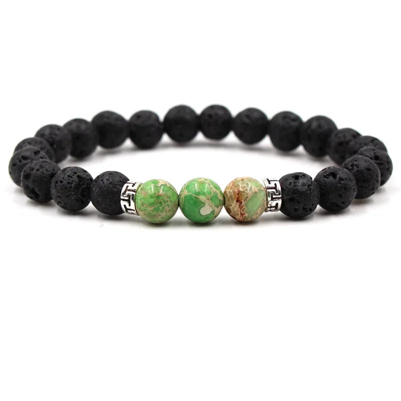8MM Natural Stone Beaded Chain bracelets For Women Men Couple Lava Rock Healing Balance Beads Reiki Buddha Chakra Bangle Jewelry