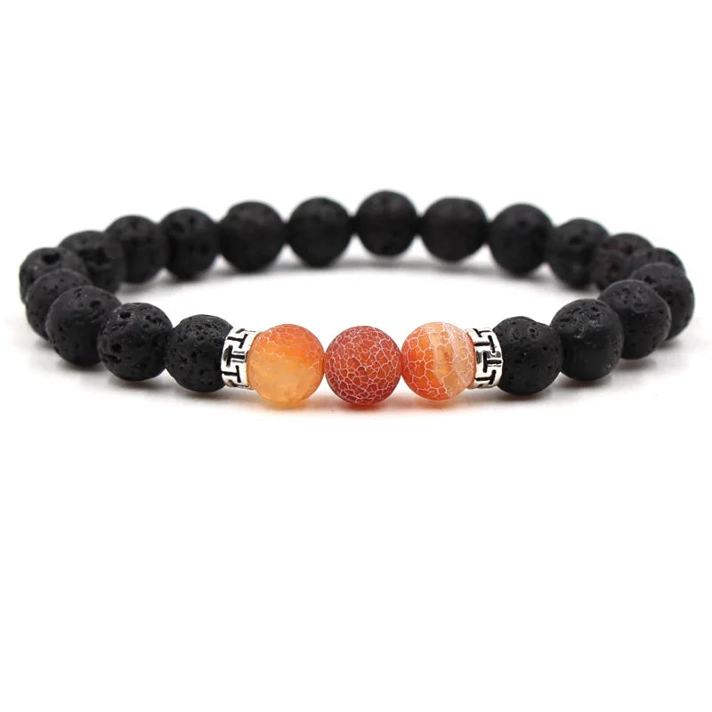 8MM Natural Stone Beaded Chain bracelets For Women Men Couple Lava Rock Healing Balance Beads Reiki Buddha Chakra Bangle Jewelry