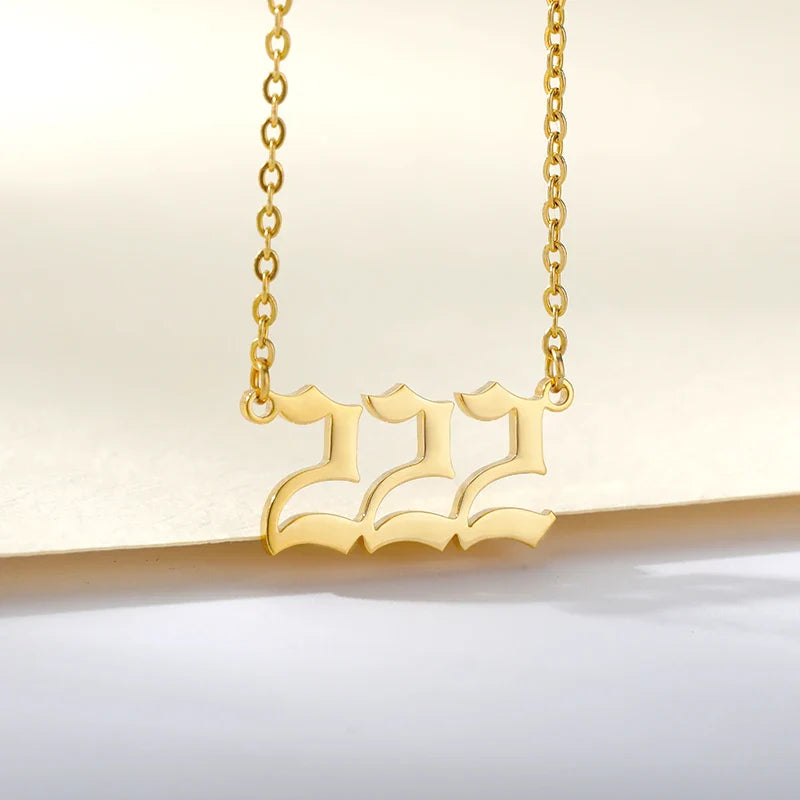 777 Angel Number Necklaces For Women Stainless Steel Couple Necklace Goth Chains Collar Choker Vintage Jewelry Aesthetic