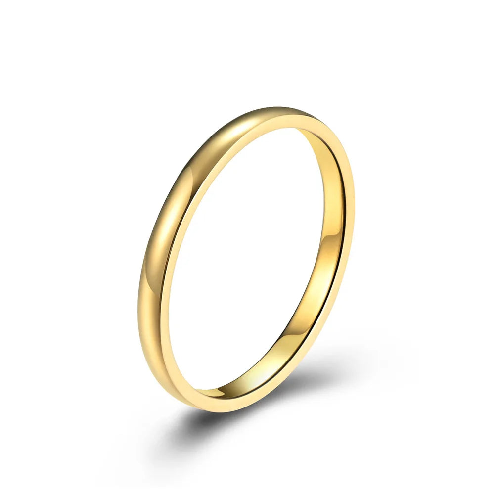 2mm Thin Stackable Ring Stainless Steel Couple Rings for Women Men Size 4-12