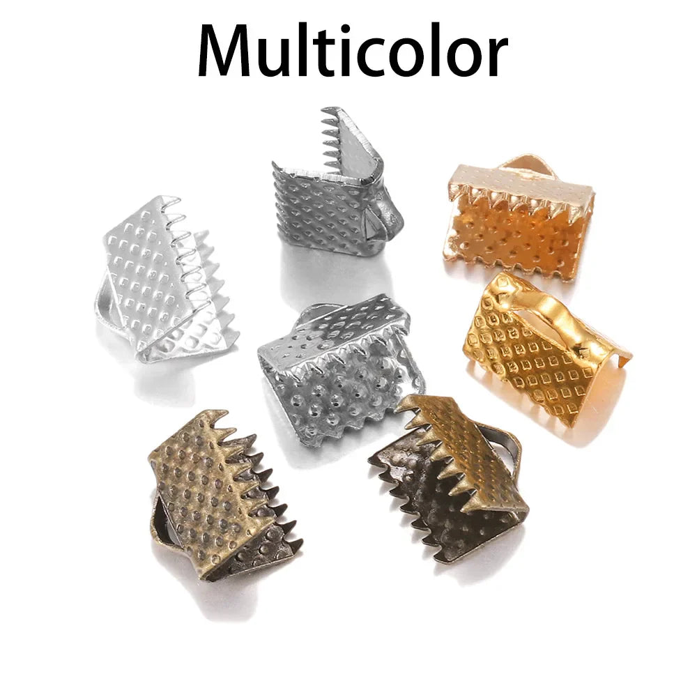 50pcs/lot Crimp Beads Cove Clasps Cord Leather Clip Necklace Bracelet Connectors End Caps For DIY Jewelry Findings Supplies