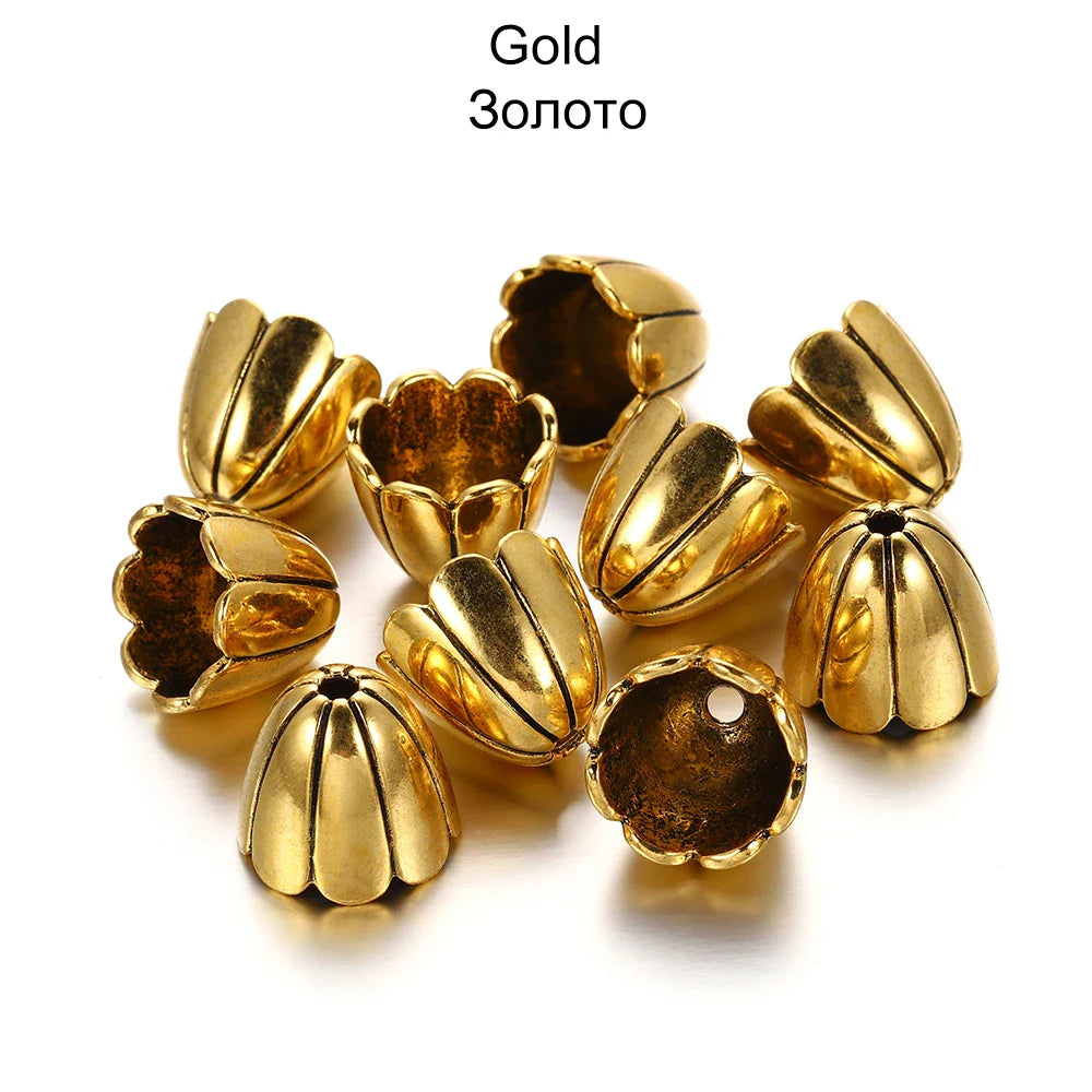 2pcs/lot Alloy Beads Caps Mixed Hollow Flower Necklace Earrings End Beads Cap Connectors For DIY Jewelry Making Accessroies